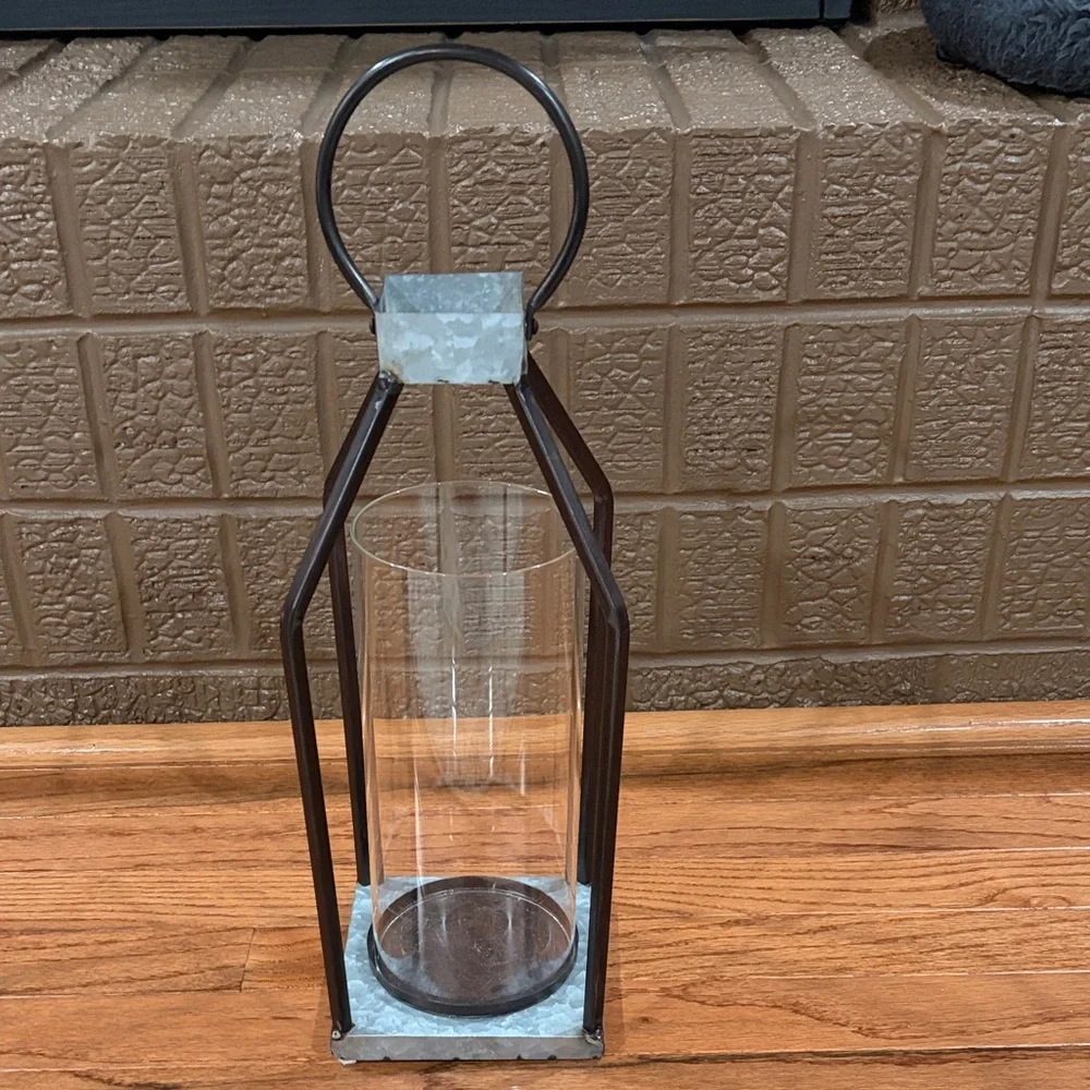 Rustic Metal and Glass Lantern